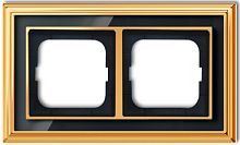 Рамка универсальная ABB Династия 2-м. полированная латунь/стекло черное картинка